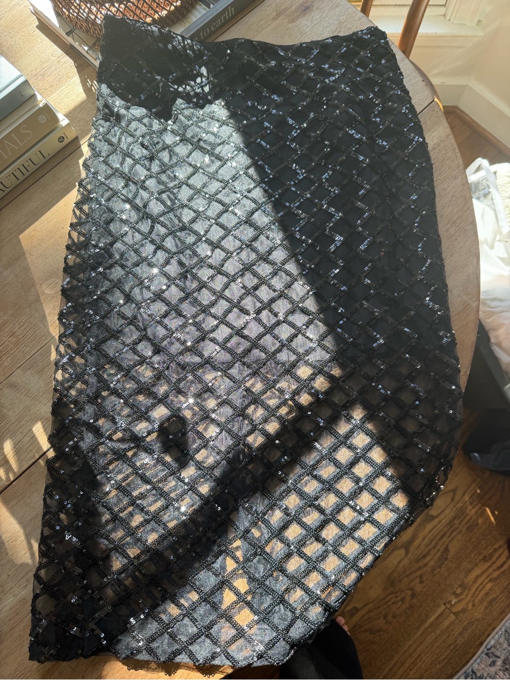 NWT J. Crew Black Sequined Lattice Pencil Skirt